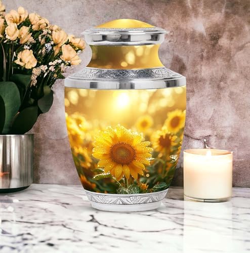 Golden Sunshine Dew Large Velvet Bag Urn - 10 Inch