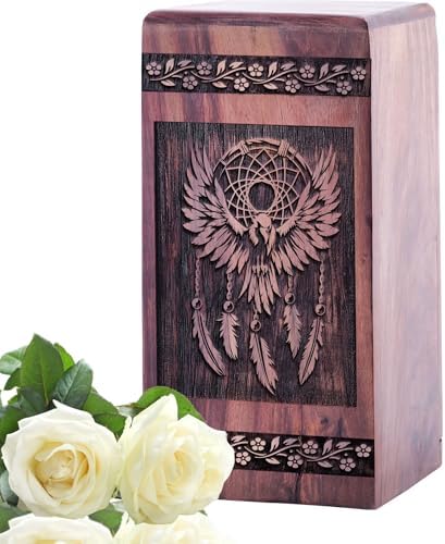 Wooden Urn Dream Catcher - Medium Cremation Urn for Adult Human Ashes