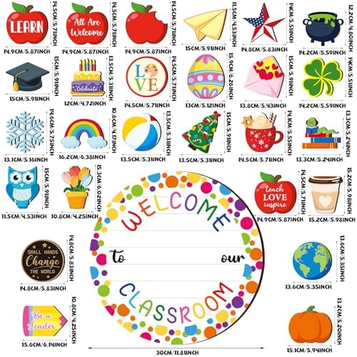 Ctosree Classroom Welcome Sign 12x12 Inches Decorative Door Hanger