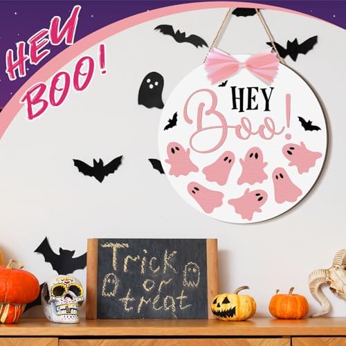 Beeveer Halloween Door Sign with Pink Bows