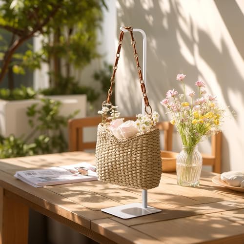 Purse Holder Handbag Display Stand Adjustable Hook Stand for Tabletop Closet Desk and Retail Use White