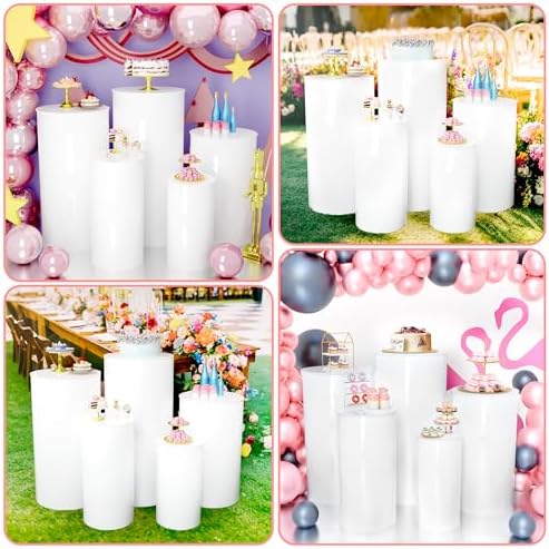 GALAGLAM Cylinder Stands 5Pcs White Party Display Decor