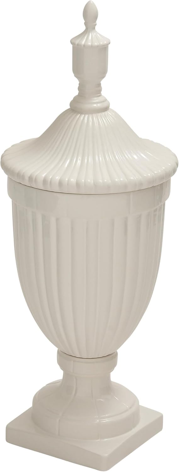 Deco 79 White Ceramic Decorative Urn with Lid