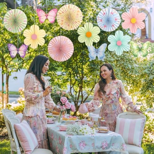 PATTEPOINT Pastel Butterfly Garden Paper Fan Decor Set