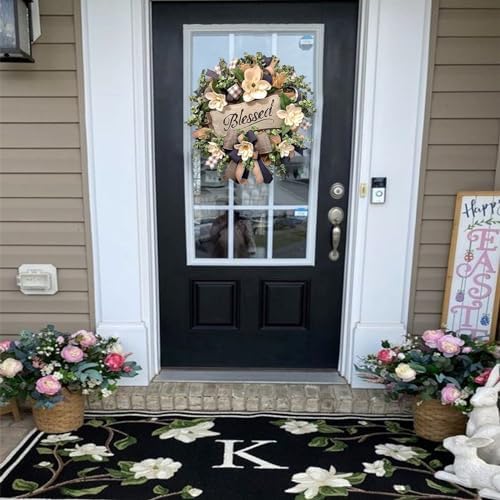 White Magnolia Wreath for Front Door Farmhouse Decor
