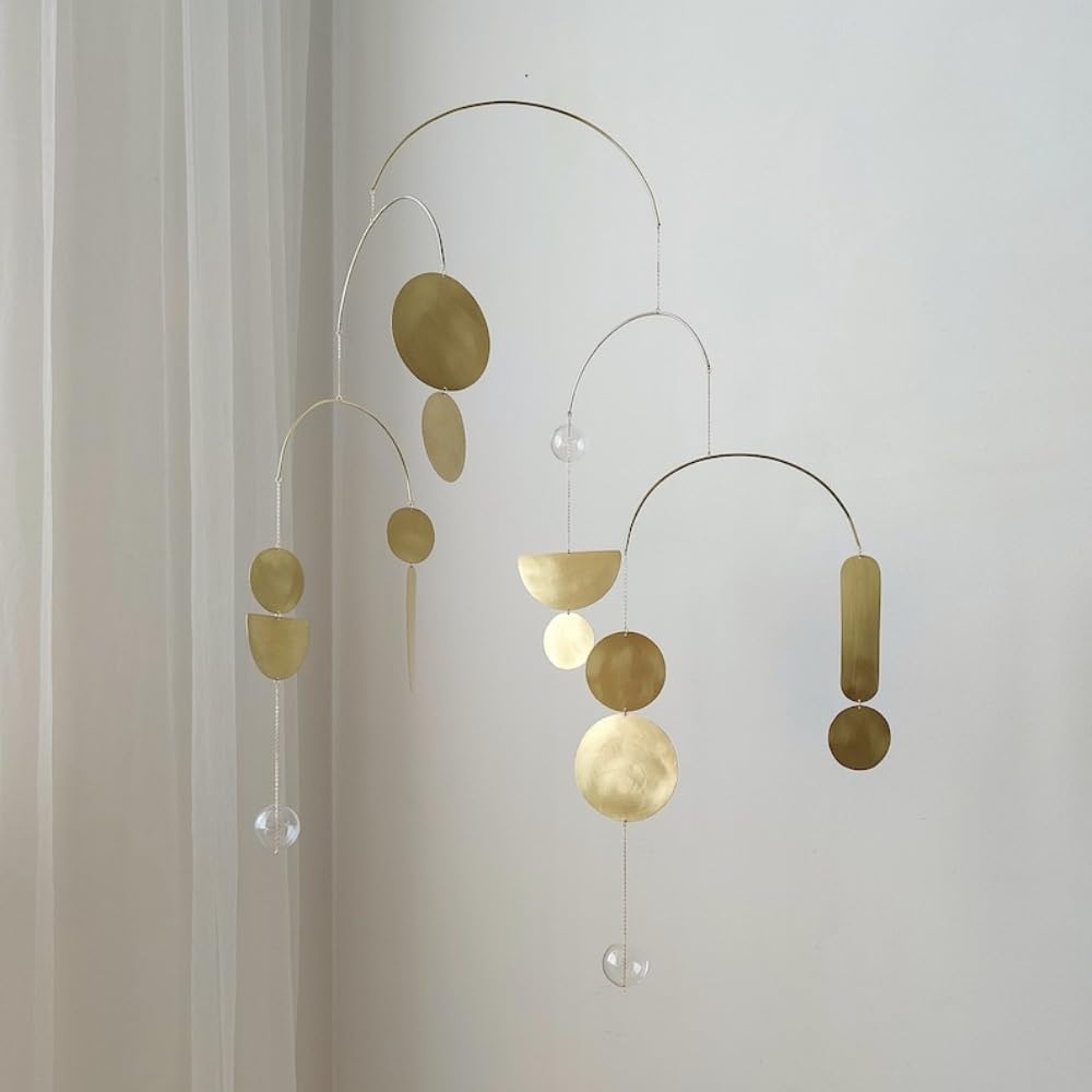 Vintage Brass Wall Mobiles Blue Mid-Century Modern Style
