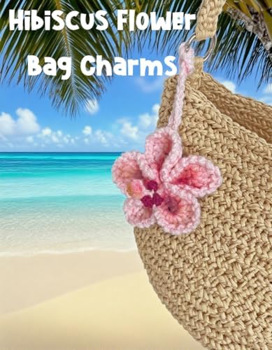 Hibiscus Flower Car Hanging Ornament Crochet Hawaiian Decor for Rearview Mirror