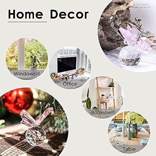 HD Pink Crystal Flying Butterfly Figurine