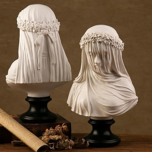 Veiled Lady Statue 14 Inch Handmade Resin Bust Sculpture