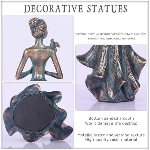 QIANLING 7 Inch Fairy Statue with Bird Resin Decor