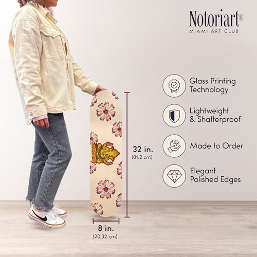 NotoriArt Retro Collage Art Acrylic Wall Sculpture 8x32 Indian Elephant Skateboard
