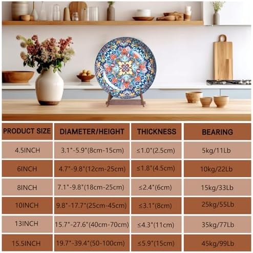 13 Inch Wooden Plate Display Stand for Art and Decor