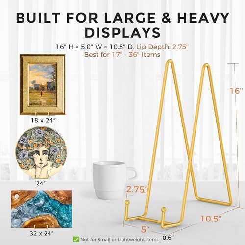 TR-LIFE 16 Inch Gold Metal Plate Stand 2 Pack