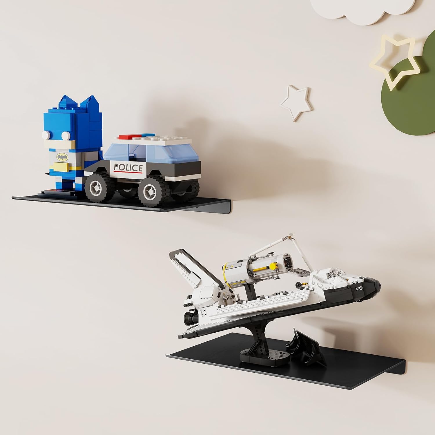 MKO 8 Inch Floating Shelves Set 2 Pack Black