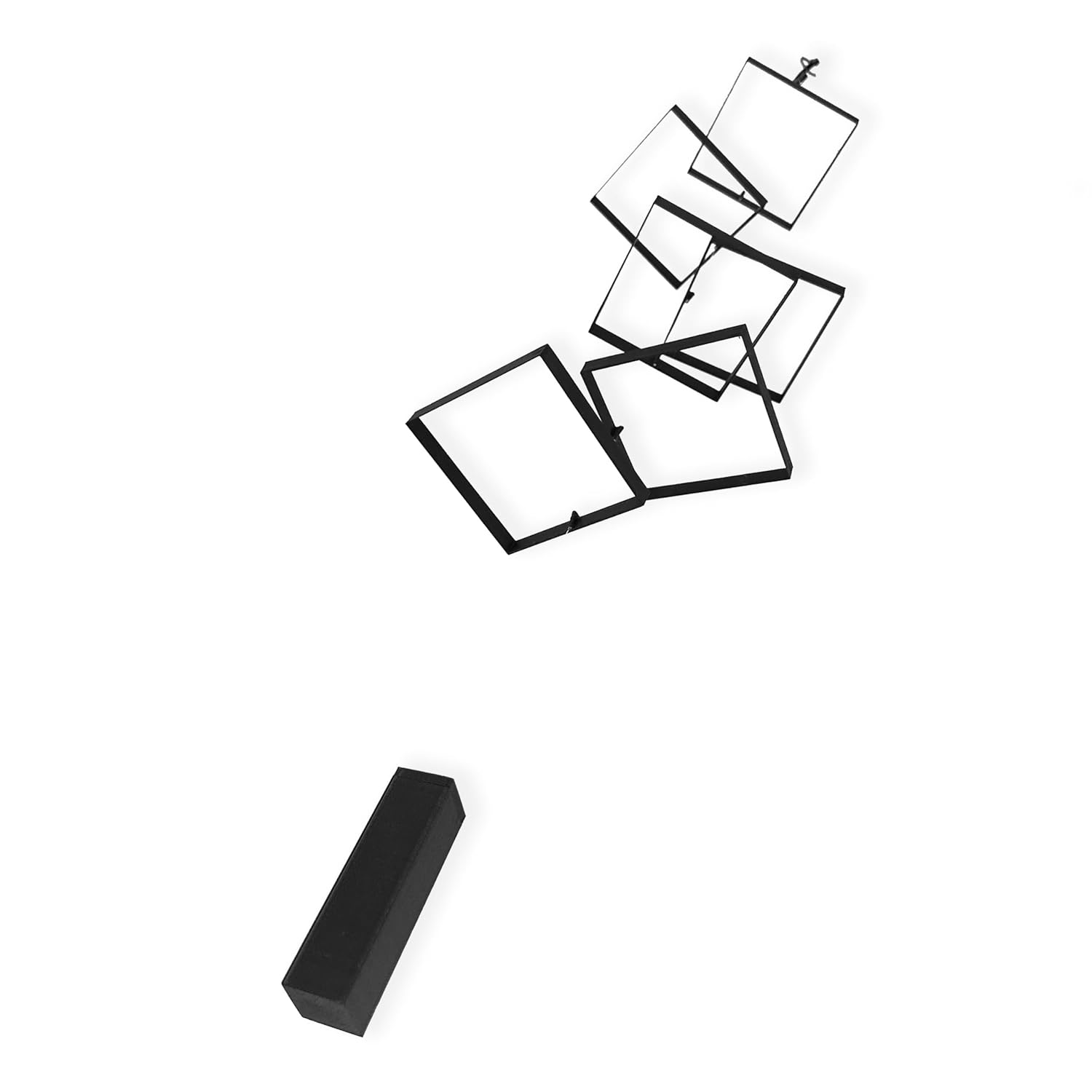 Elegant Minimalist Hanging Mobile with 6 Black Squares