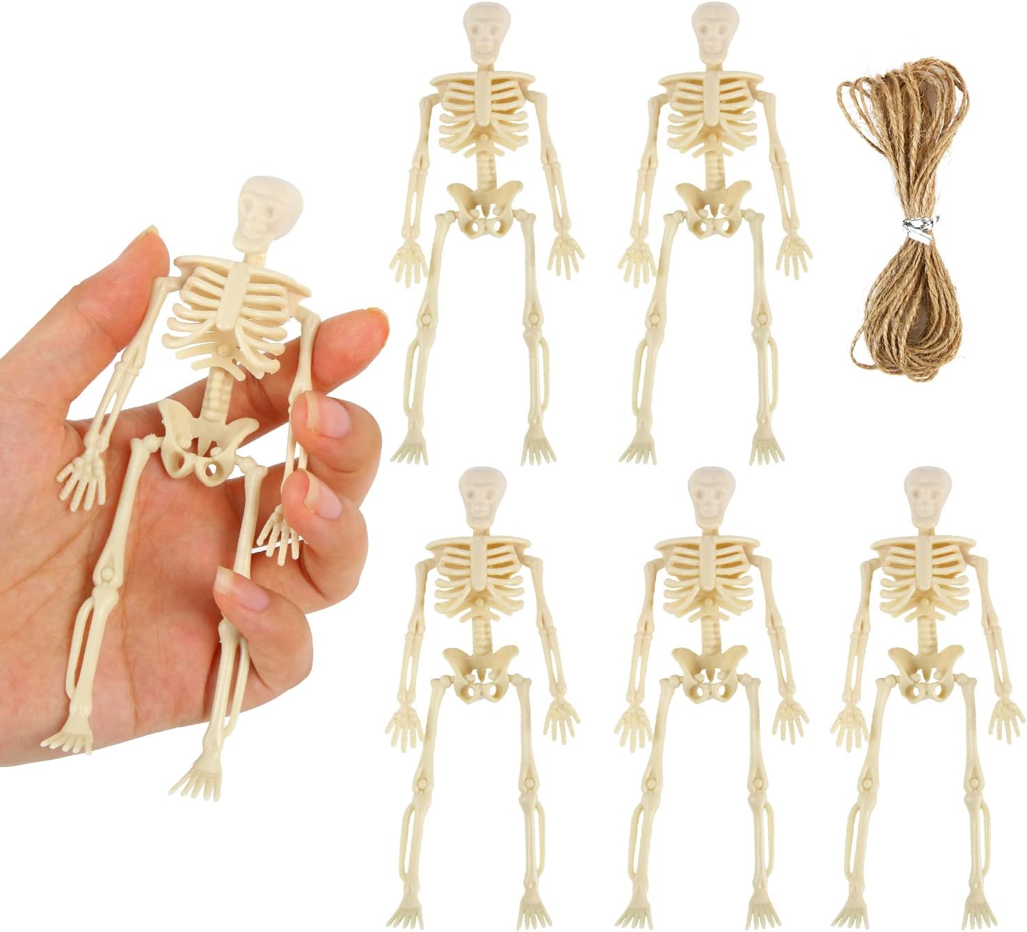 FINGOOO Mini Skeleton Halloween Decor 6 Piece