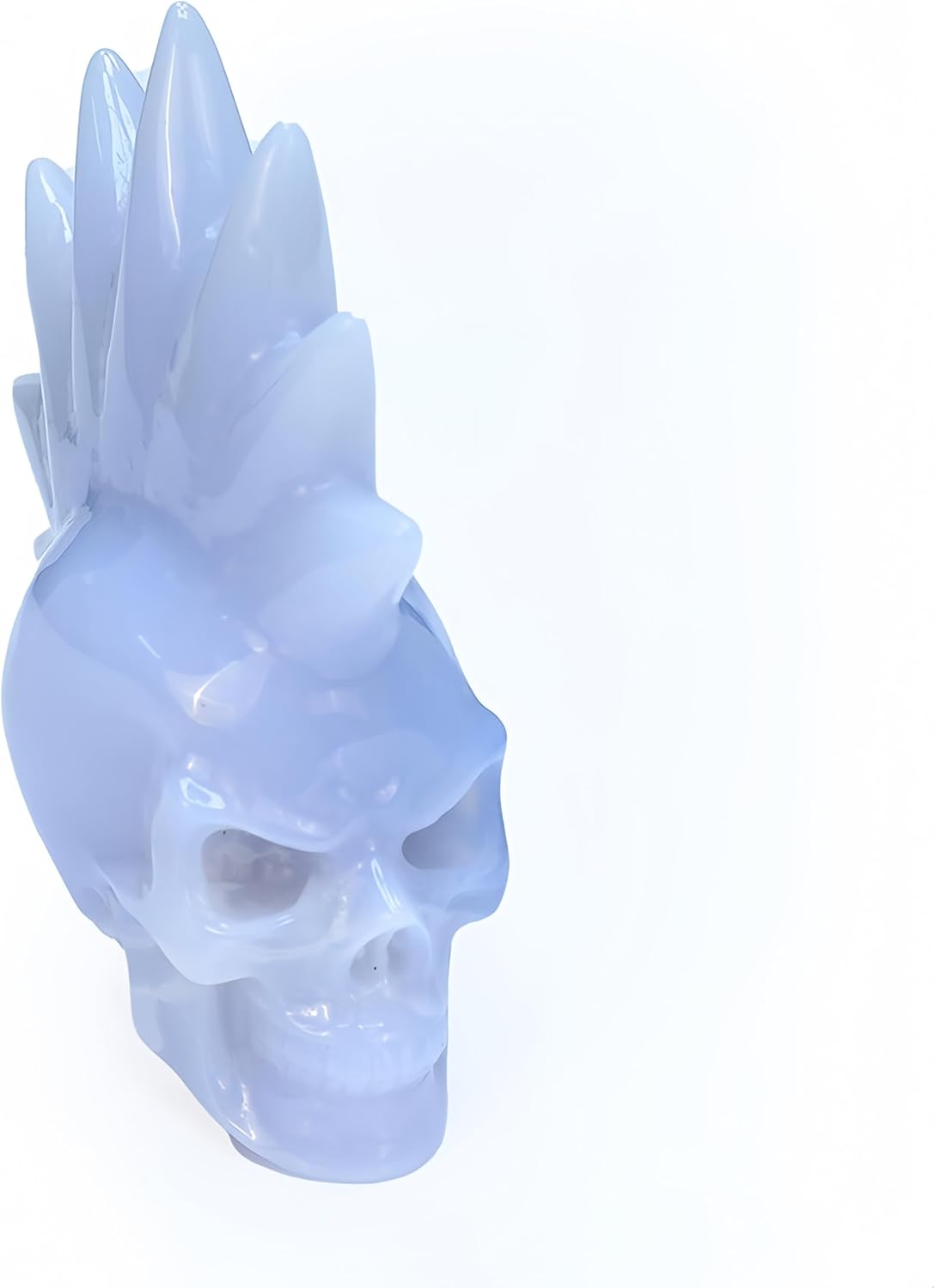Natural Blue Chalcedony Crystal Skull Head Sculpture