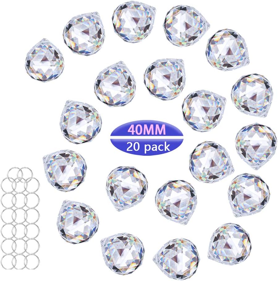 Clear Crystal Ball Suncatcher 20Pcs 40mm Feng Shui Decoration