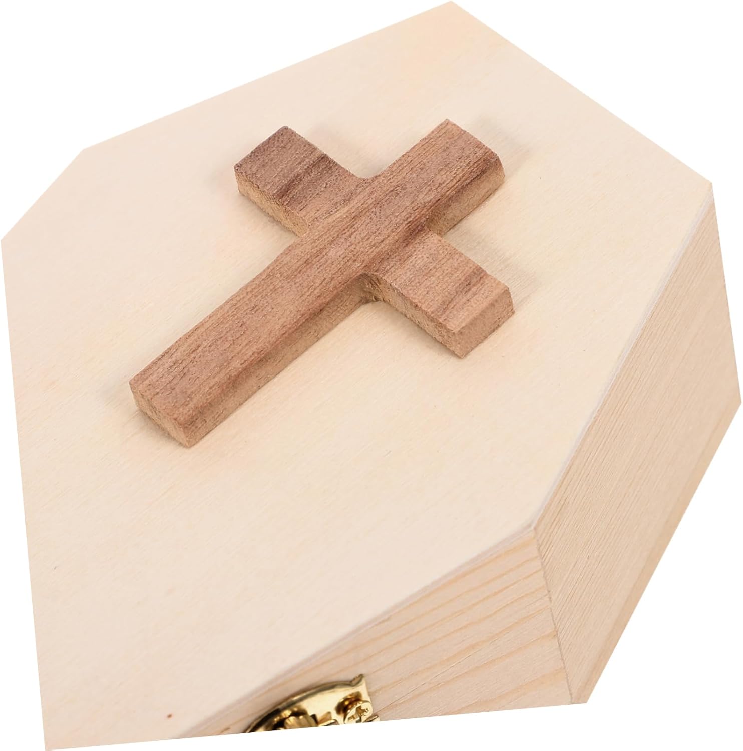 Amosfun Small Wooden Coffin Jewelry Organizer with Unique Lid