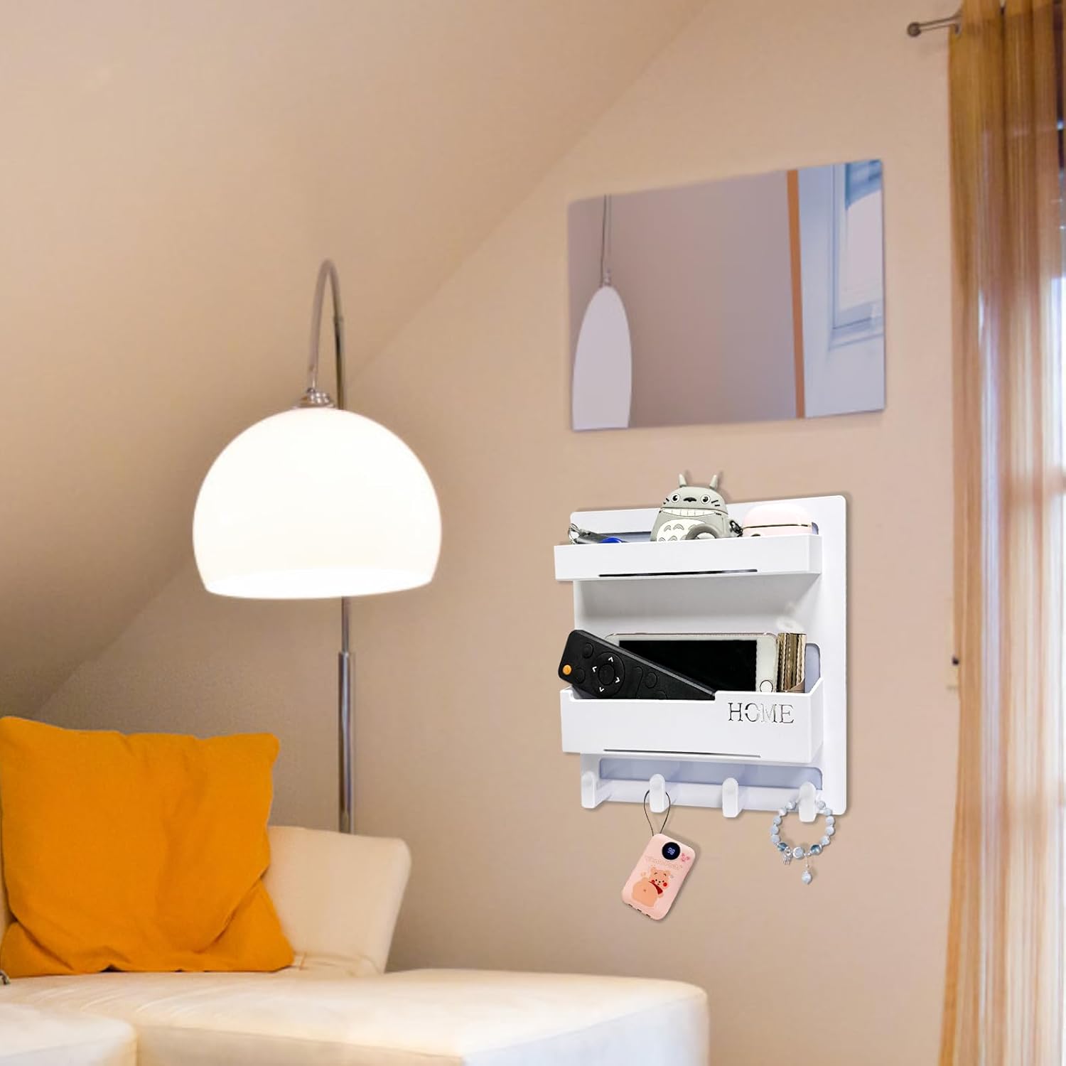 Floating Shelf Organizer for Bedroom Storage and Room Decor