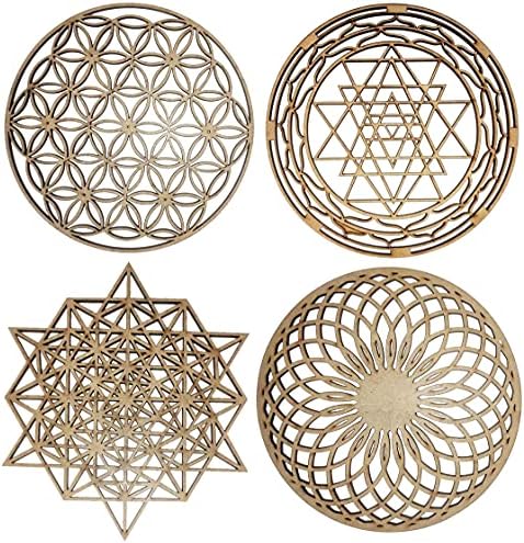 Purpledip Wooden Laser Cut Wall Hanging Set Of 4