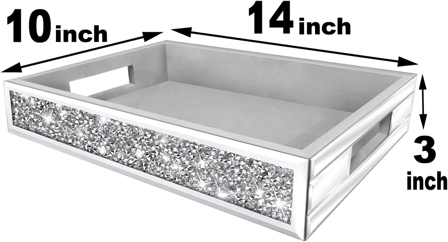Wocred Mirror Perfume Tray with Diamond Design