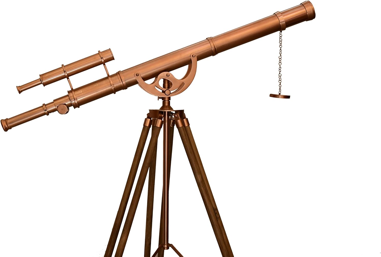 Vintage Handmade Brass Telescope with Wooden Tripod