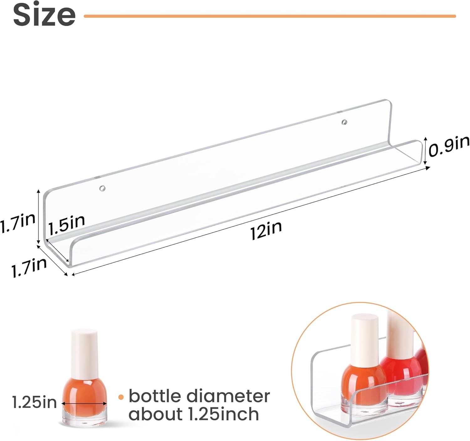 Upsimples 6 Pack Clear Acrylic Shelves Wall Mount