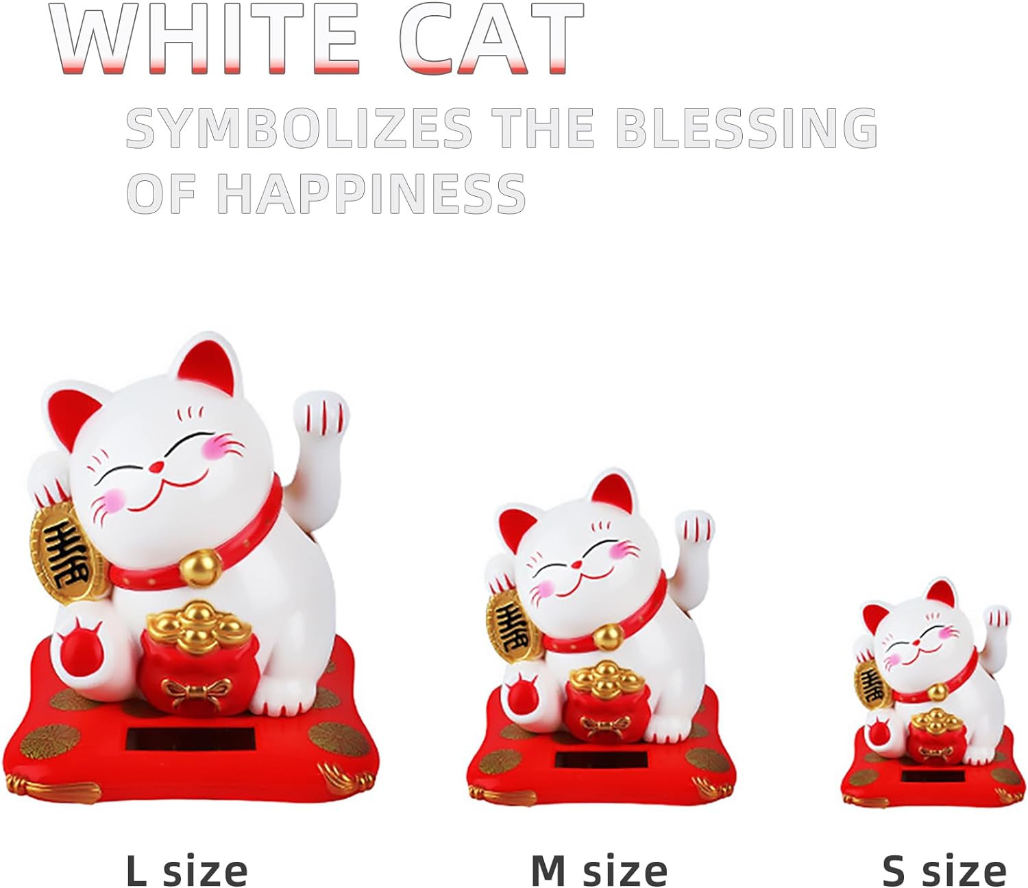 KOXXUD Lucky Cat Waving Arm Statue 295 Inch White 1PCS
