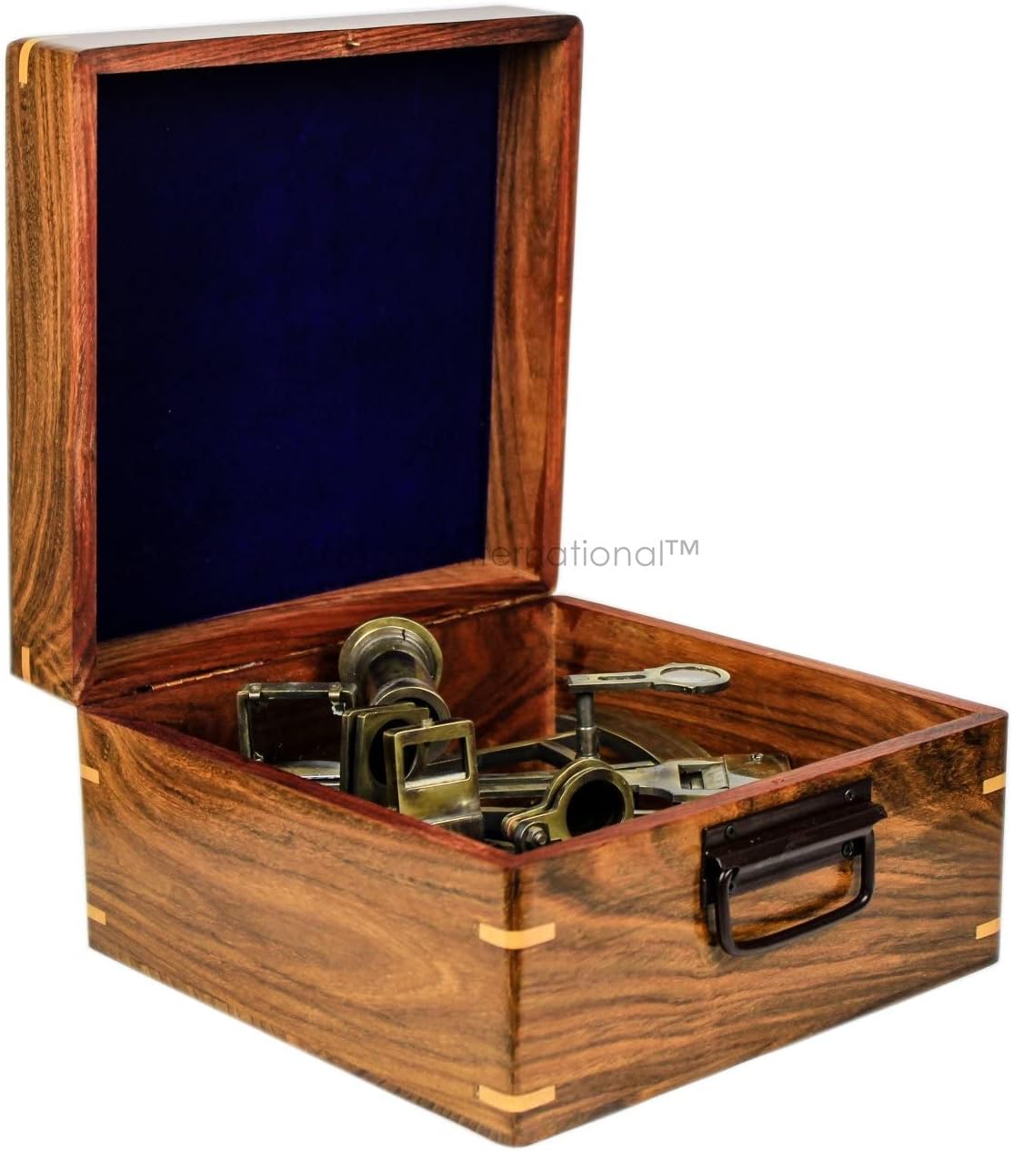 Nagina International 7 Inch Brass Sextant with Rosewood Case Nautical Decor Educational Gift