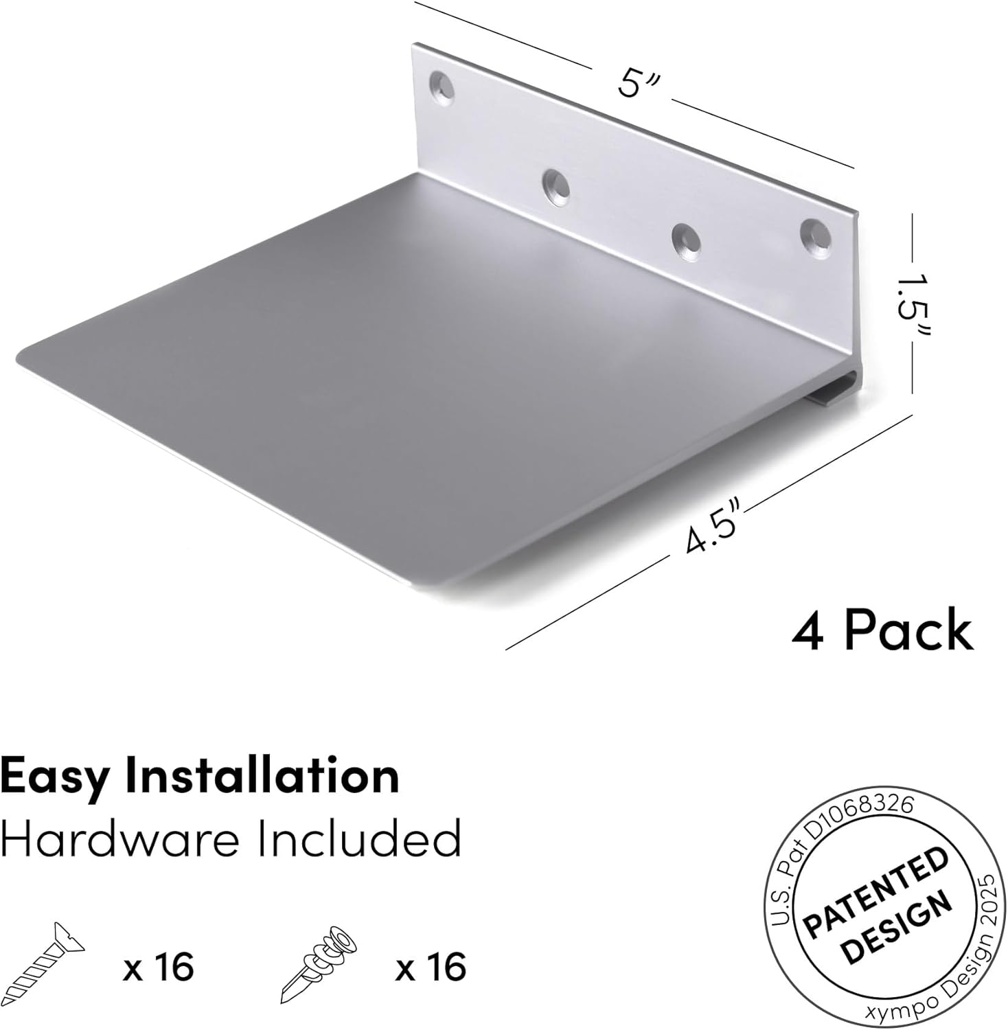 Floating Invisible Bookshelf Wall Mounted Set of 4 - Aluminum - Convert Books into Shelves
