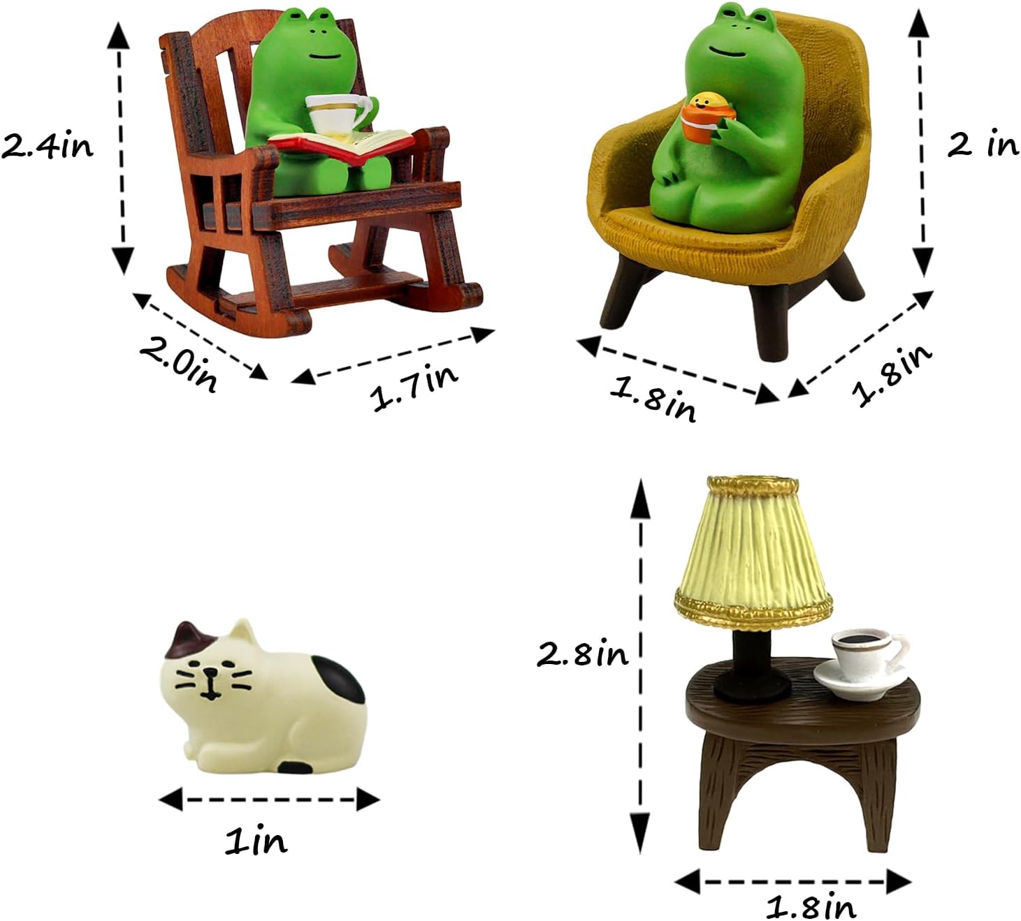 Miniature Frog Figurines Set Cute Decor for Desk and Home