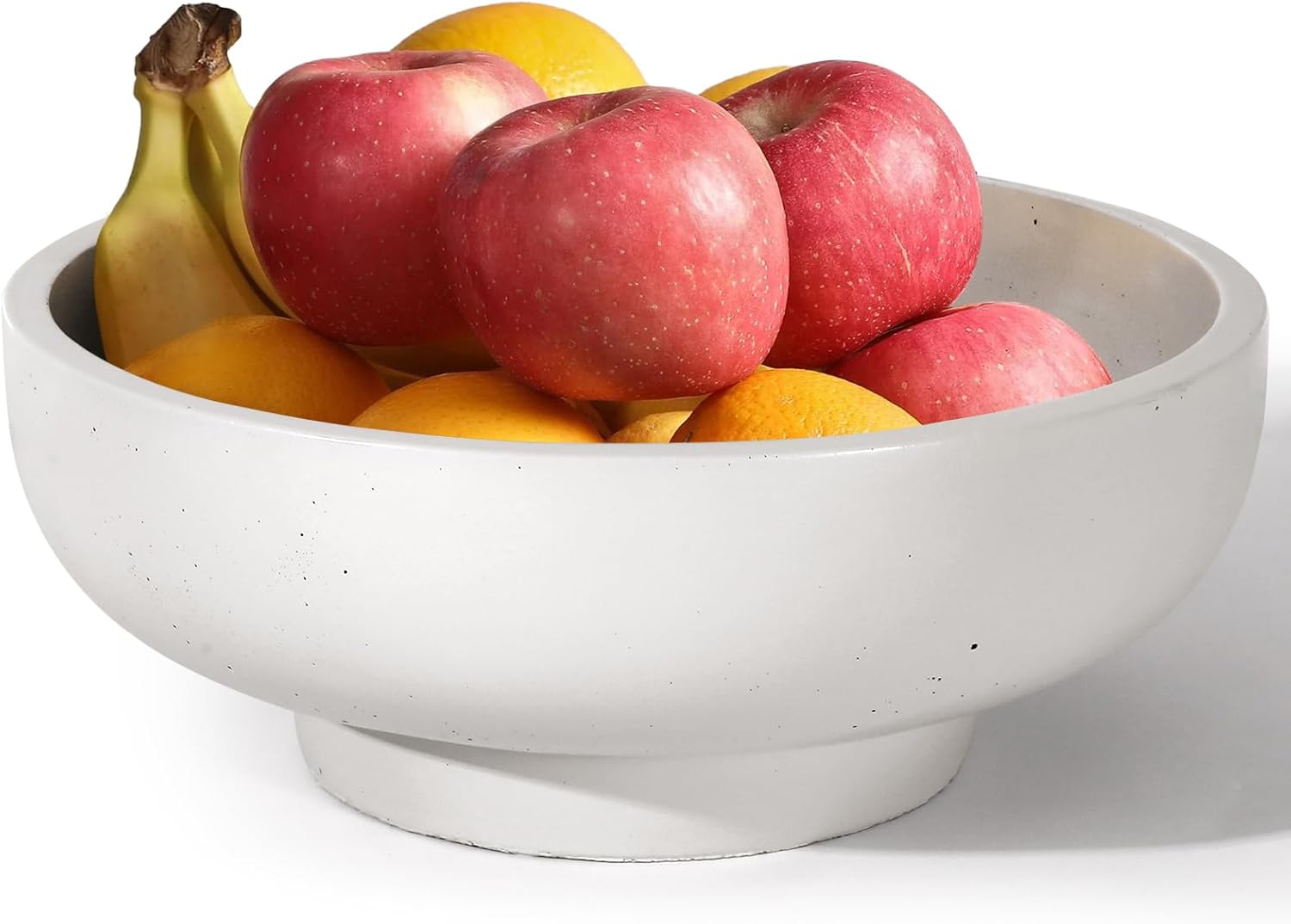 Large Concrete Fruit Bowl - Modern Decorative Centerpiece with Non-Slip Pads LightGray
