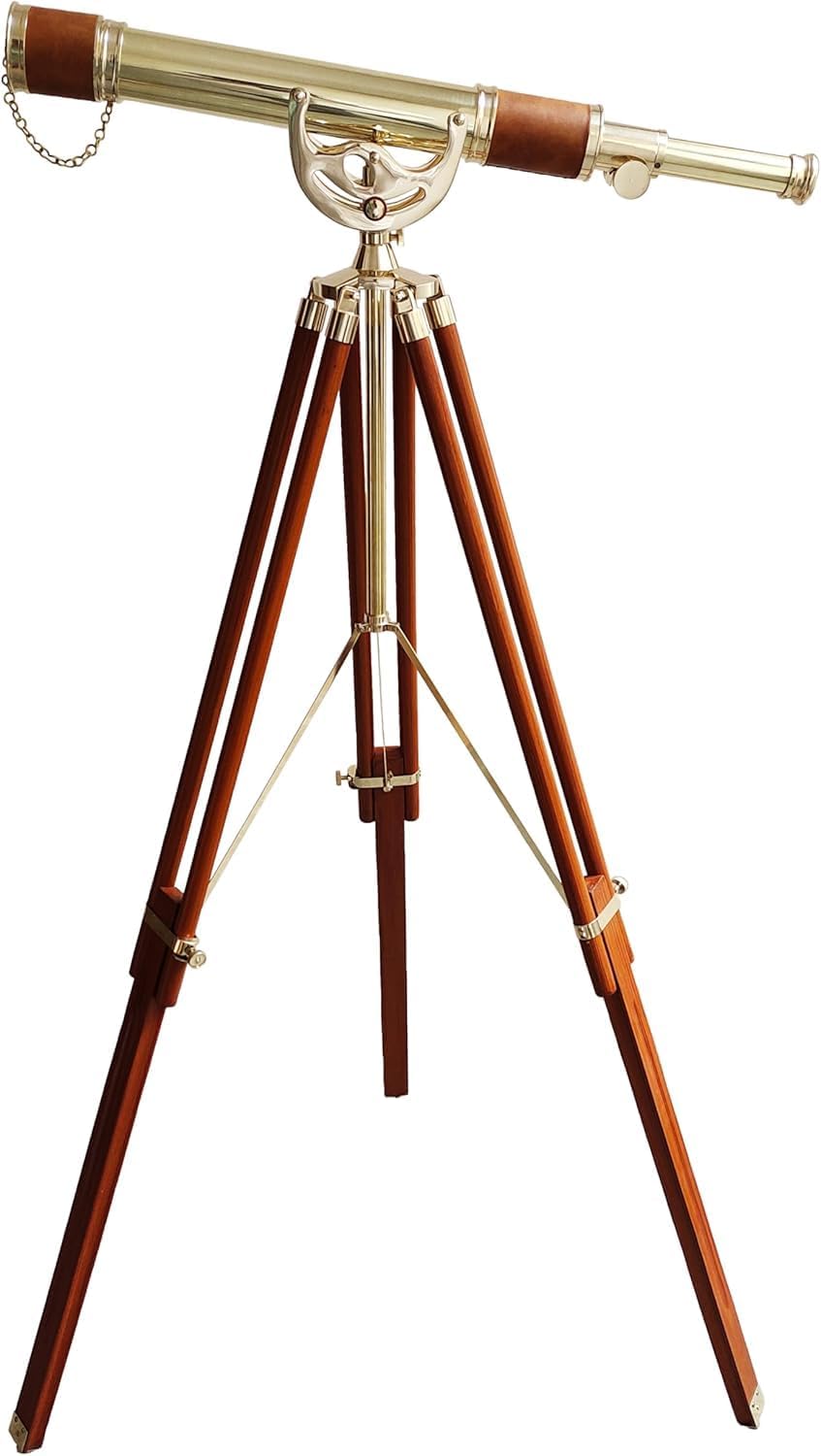 Vintage Antique Brass Telescope Floor Standing Decor