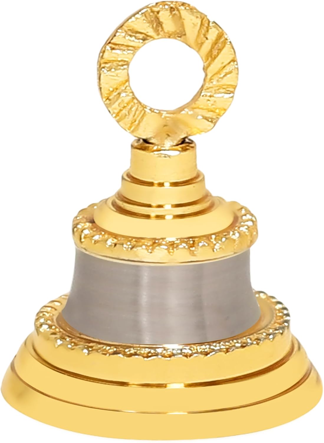 2 Height Golden-Silver Indian Brass Bells for Home Decoration