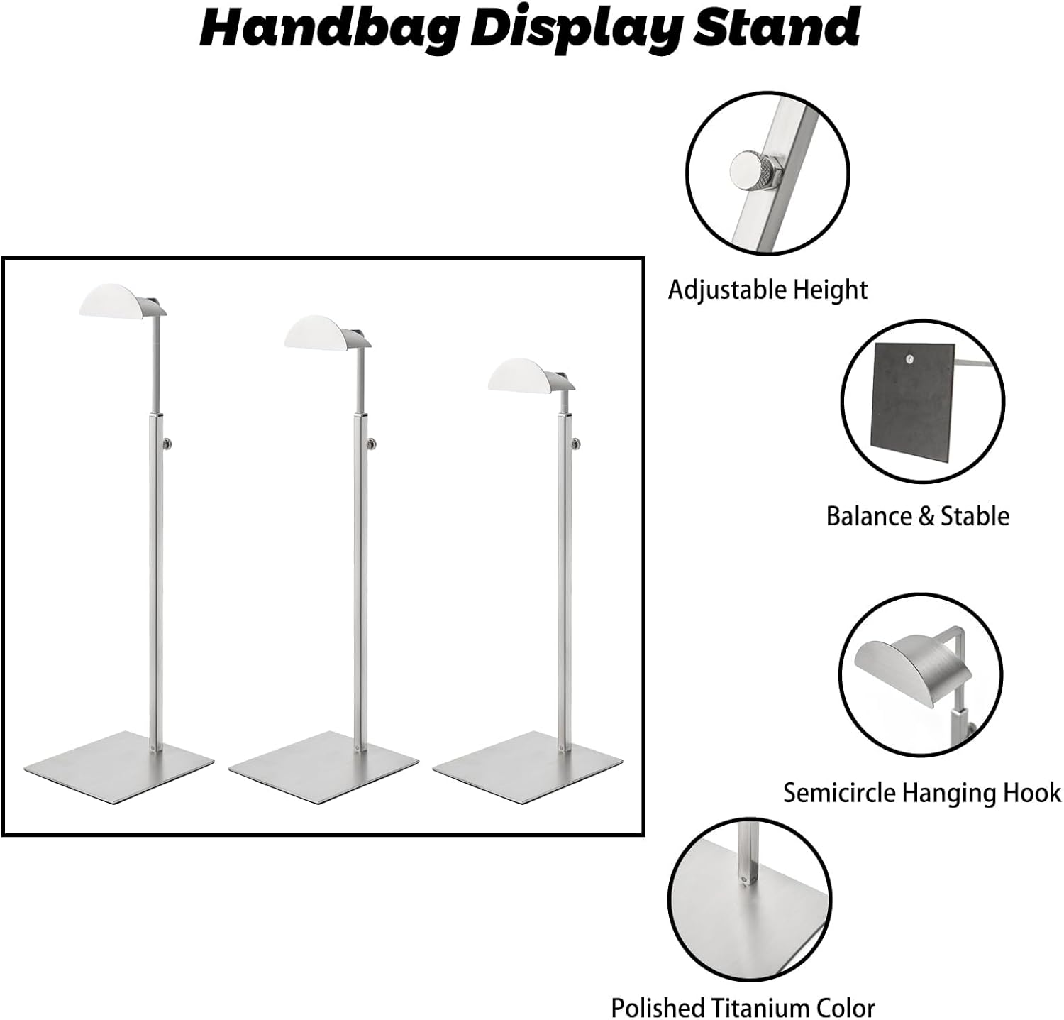 Stainless Steel Handbag Display Stand Set of 3