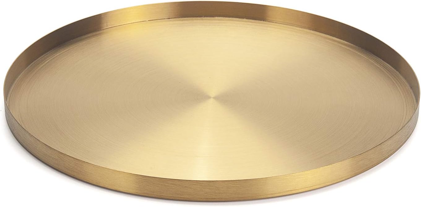 Gold Stainless Steel Round Decorative Tray