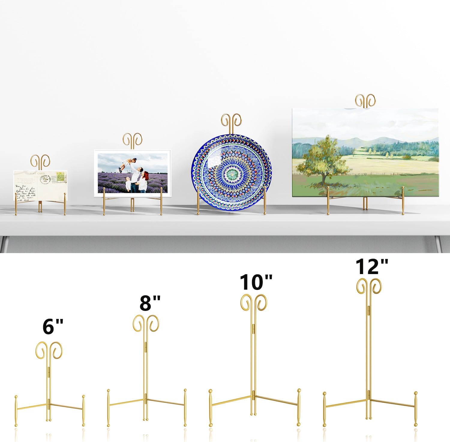 SVENJBB 12 Inch Gold Iron Easel Stand Display