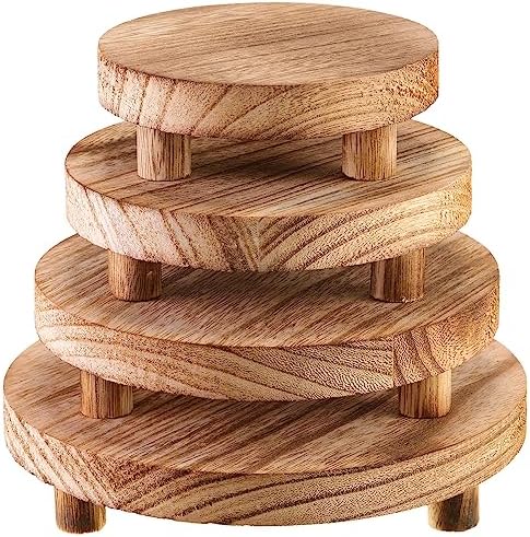 Geetery 4 Pcs Wooden Risers Display Stand Decor