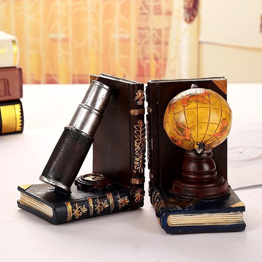Creative Telescope and Globe Bookends for Home Office