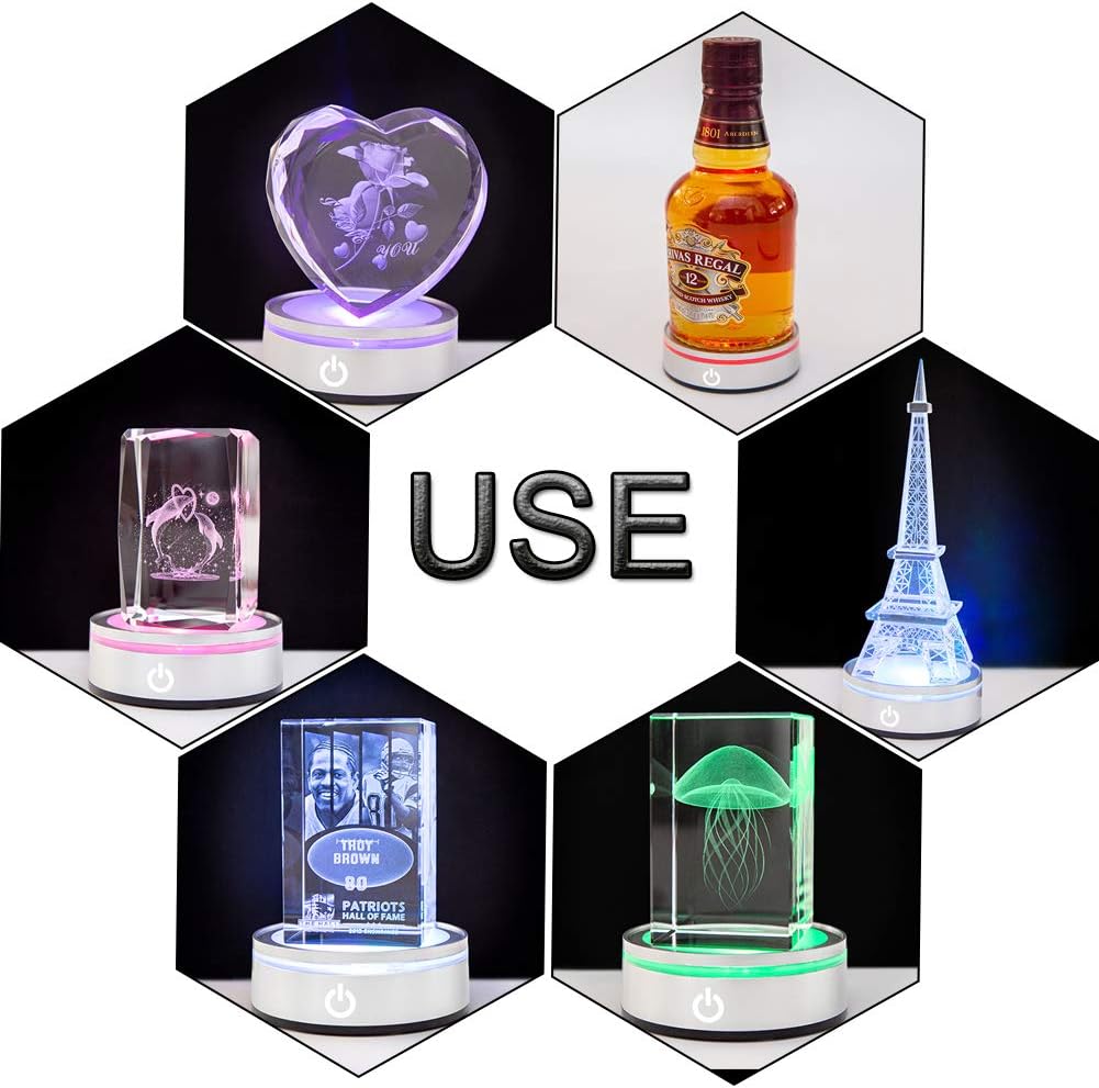 IFOLAINA LED Lighted Display Pedestal USB Battery Operated Flat Top