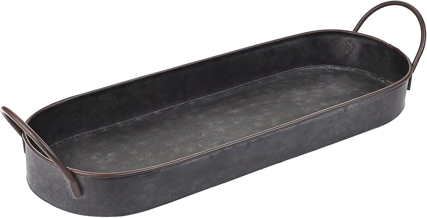 Hipiwe Rustic Metal Serving Tray with Handles 1