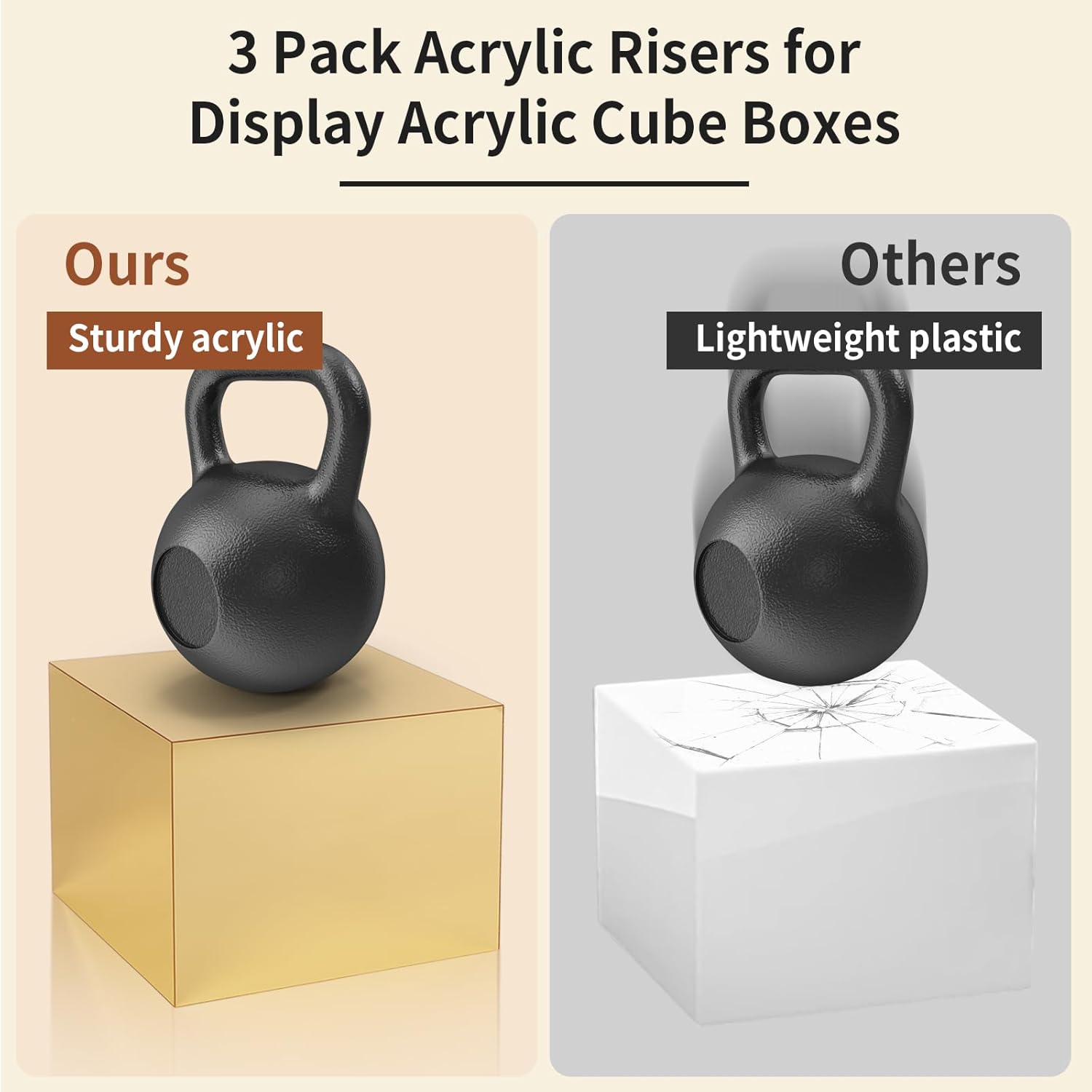 3 Pcs Acrylic Risers for Display Food Jewelry Collectibles