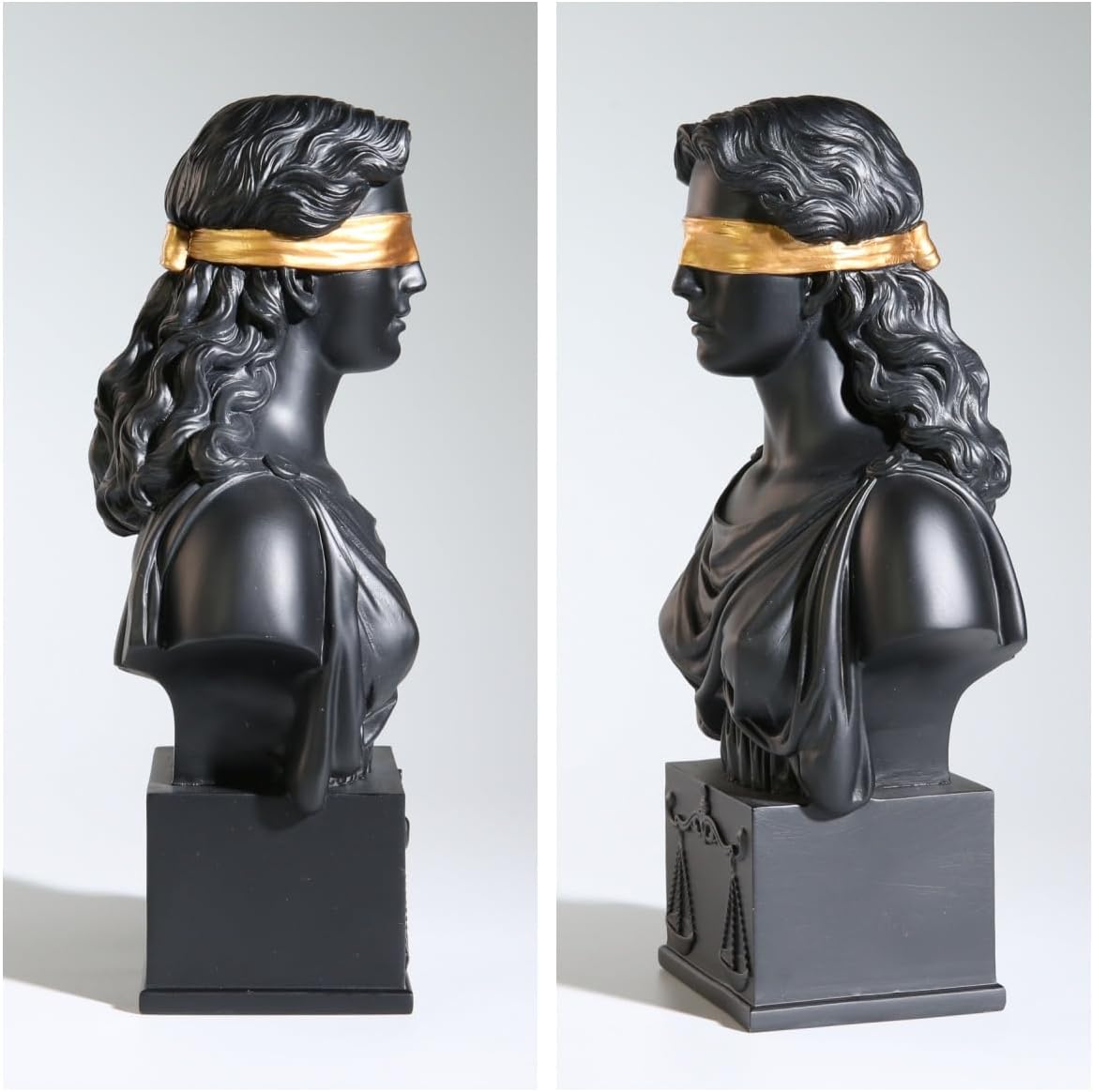 Lady Justice Bust Statue 85 Inch Black with Gold Law Office Decor