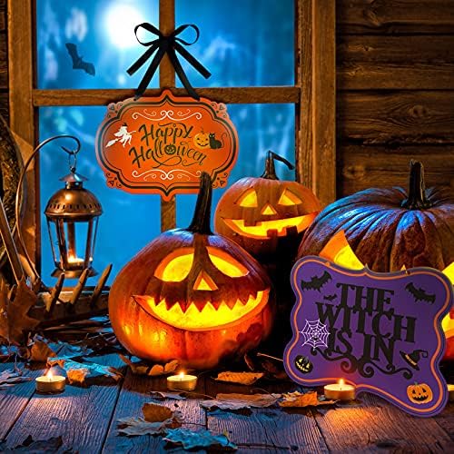 4 Pcs Halloween Felt Hanging Signs for Wreaths and Door Decorations