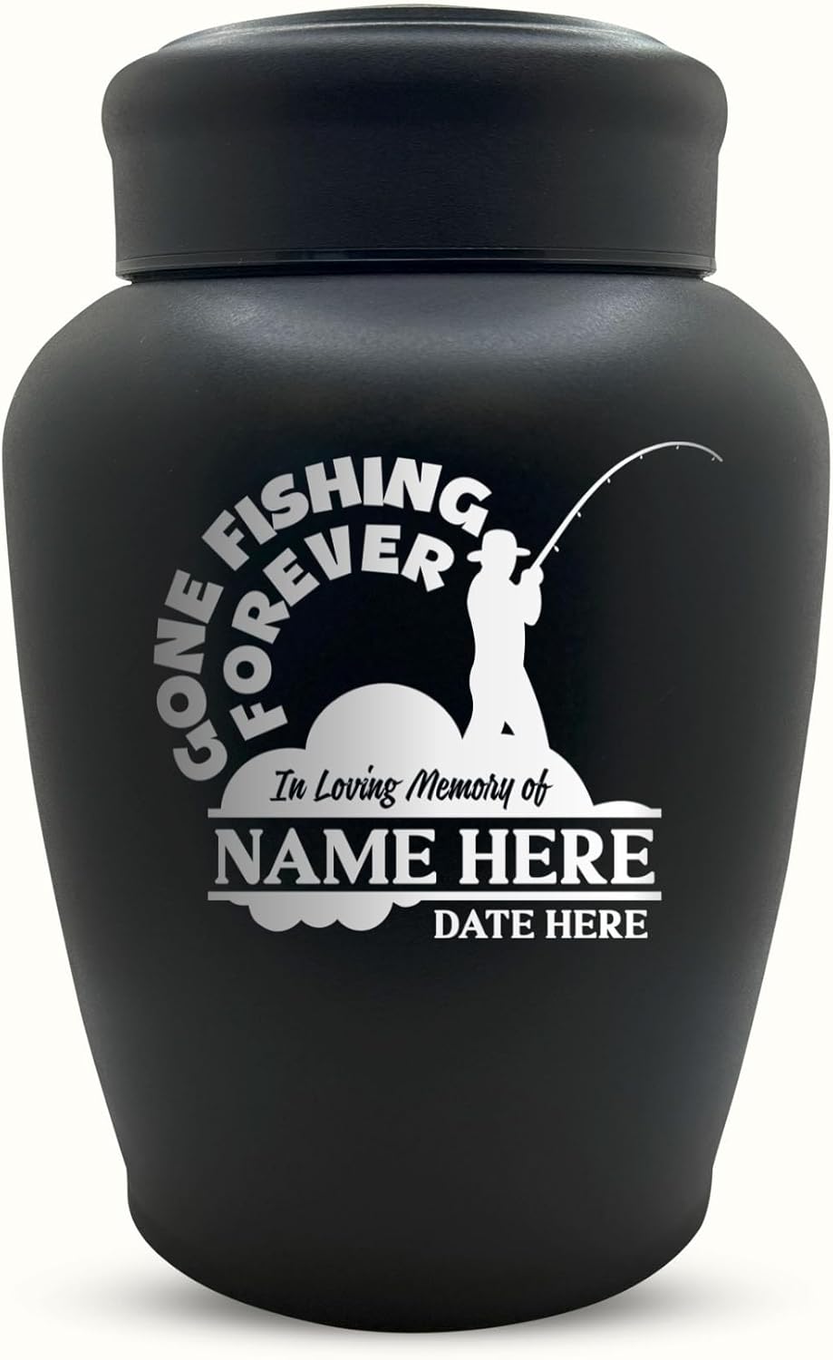 Personalized Cremation Urn with Funny Fishing Design and Name