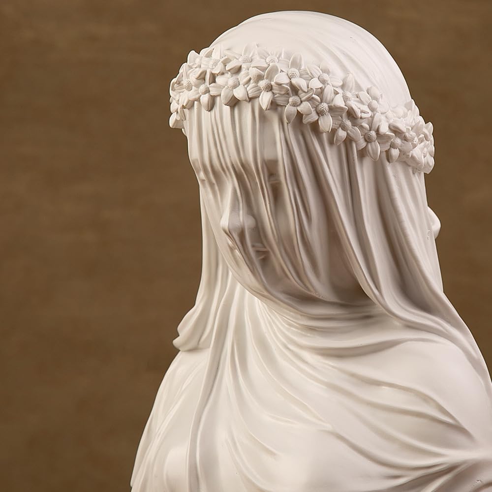 Veiled Lady Statue 14 Inch Handmade Resin Bust Sculpture
