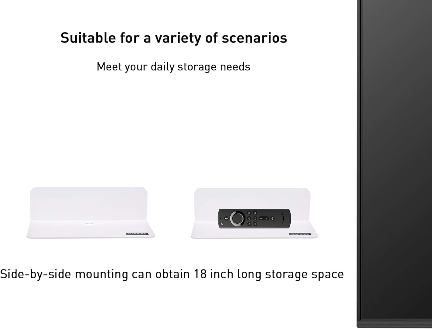 OAPRIRE White Floating Shelves Set of 2 - Wall Mount with Cable Clips