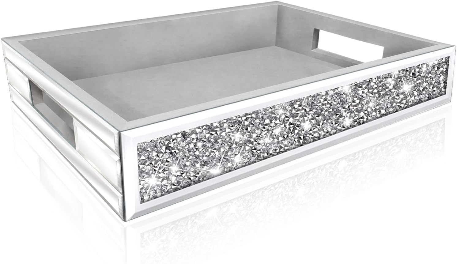 Wocred Mirror Perfume Tray with Diamond Design
