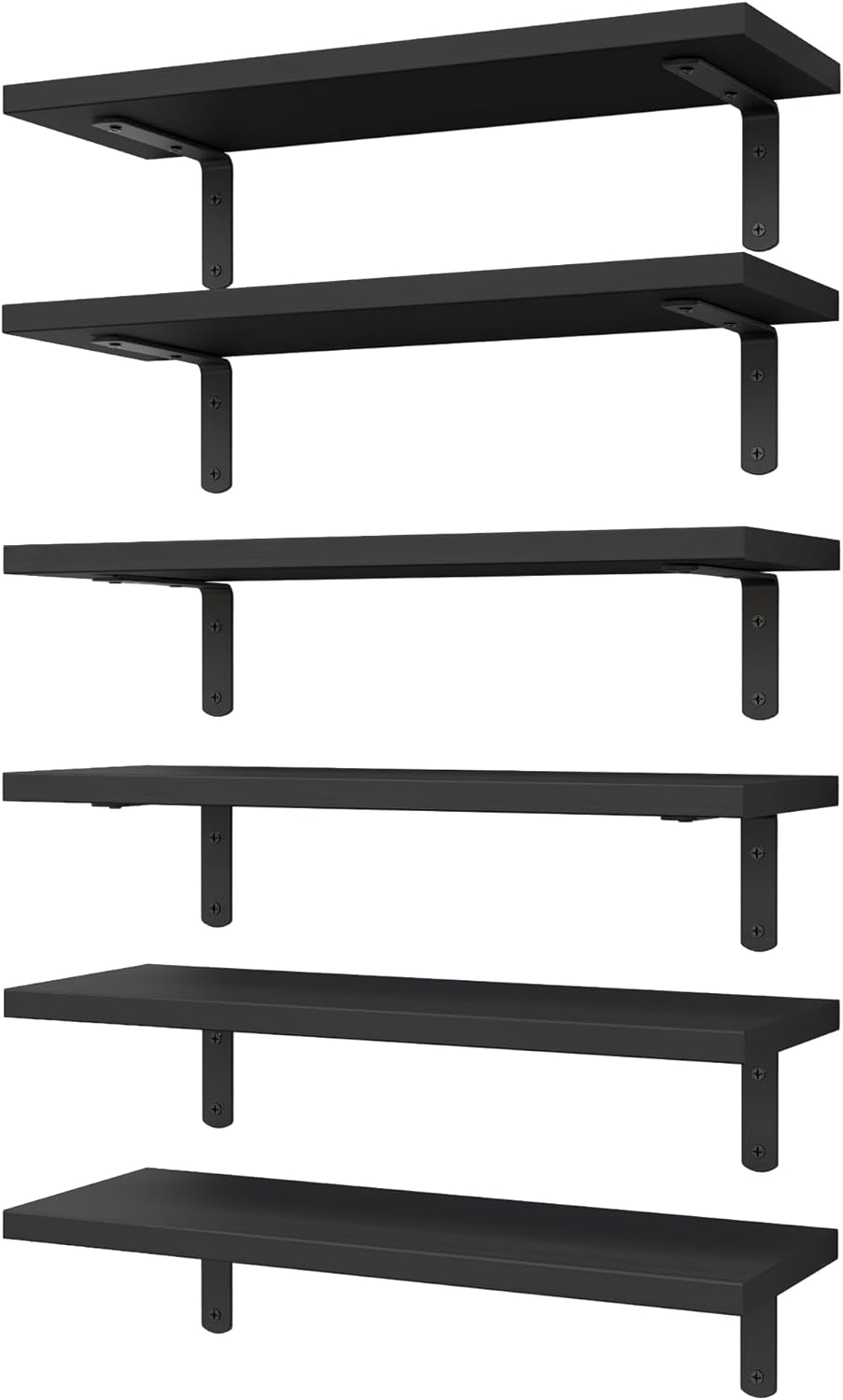 WOPITUES Floating Shelves Set of 6 - Black